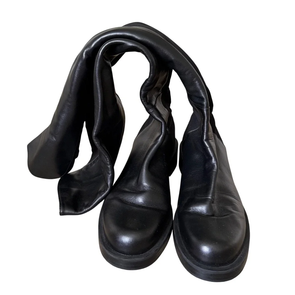 Stuart Weitzman Celia Over The Knee Boots Size 7 Black Nappa Leather
